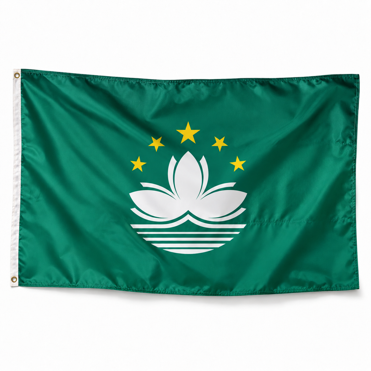 Drapeau de Macao – Plusieurs Tailles – Polyester Résistant — photo produit réaliste