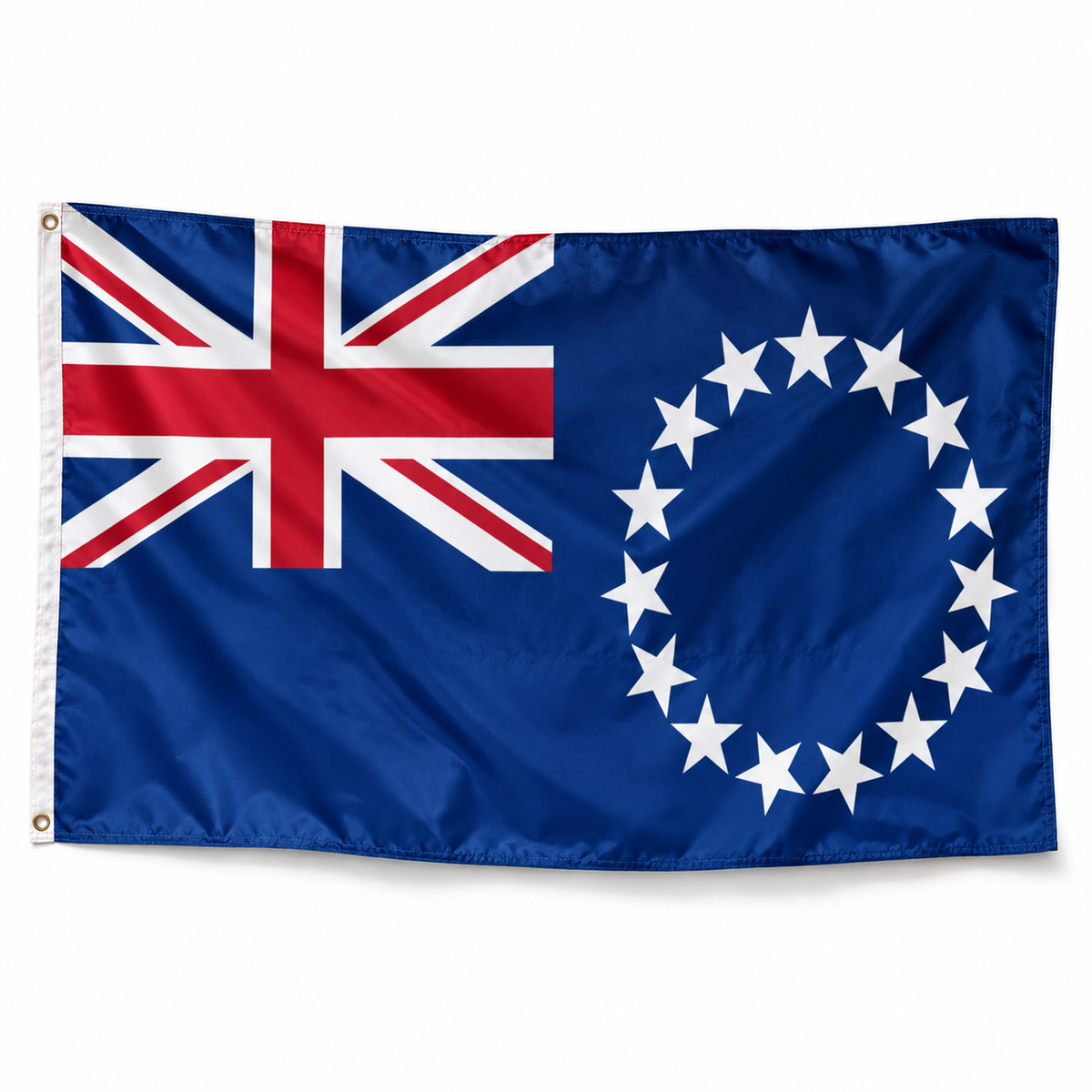 Drapeau des îles Cook — photo produit réaliste en polyester