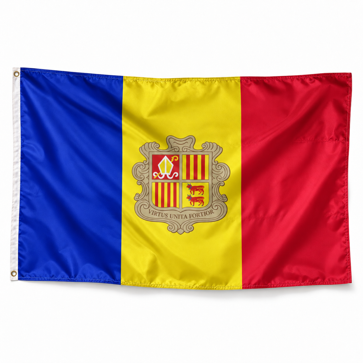 Drapeau d'Andorre — photo produit réaliste en polyester
