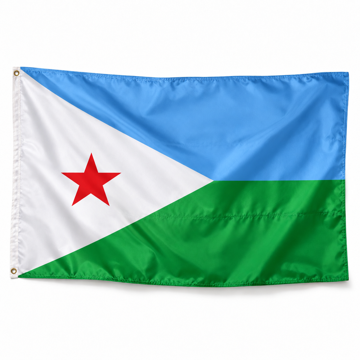 Drapeau de Djibouti – Plusieurs Tailles – Polyester Résistant — photo produit polyester réaliste