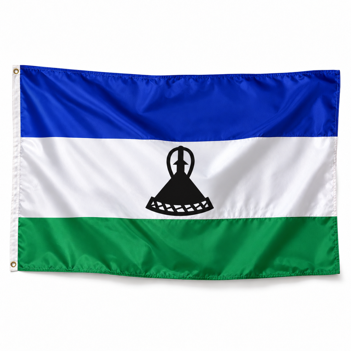 Drapeau du Lesotho — photo produit réaliste en polyester