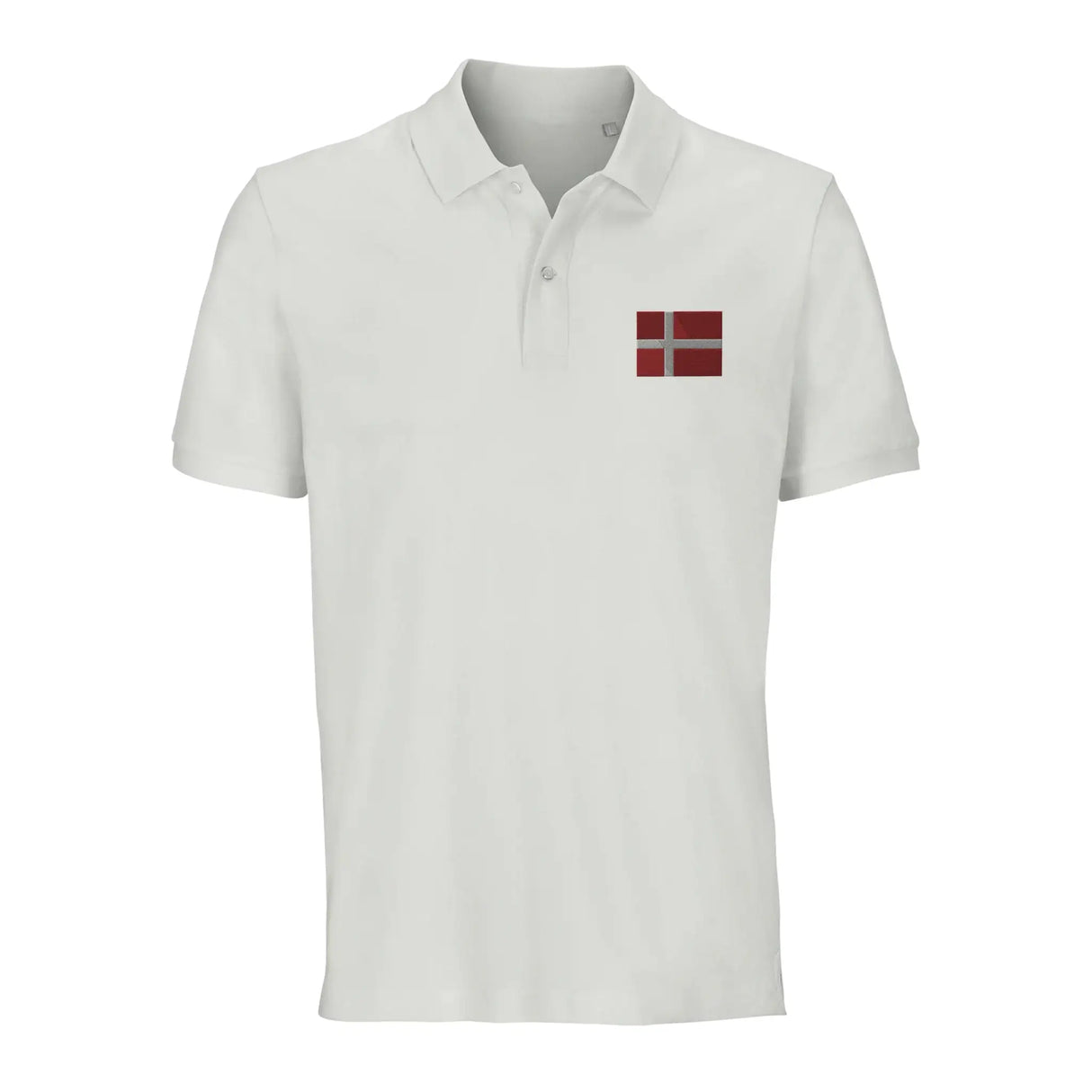Polo drapeau danemark coton bio brodé unisexe élégant