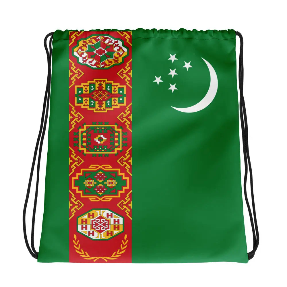 Sac à cordon drapeau turkménistan coton polyester léger