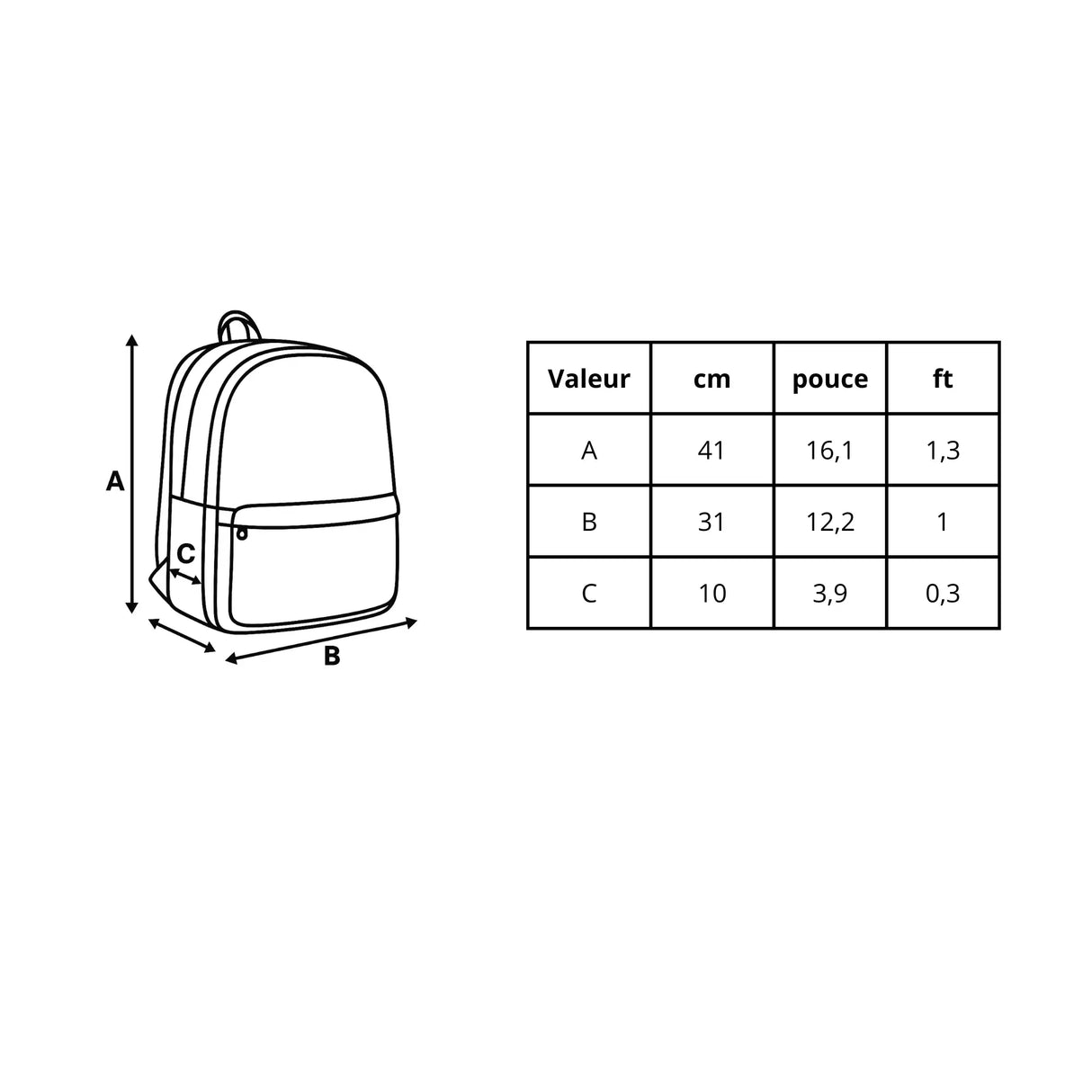 Sac à dos togo polyester résistant fermeture éclair