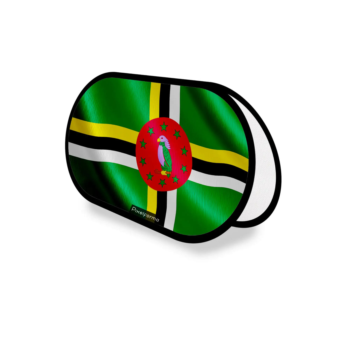 Support publicitaire ovale dominique léger facile à installer