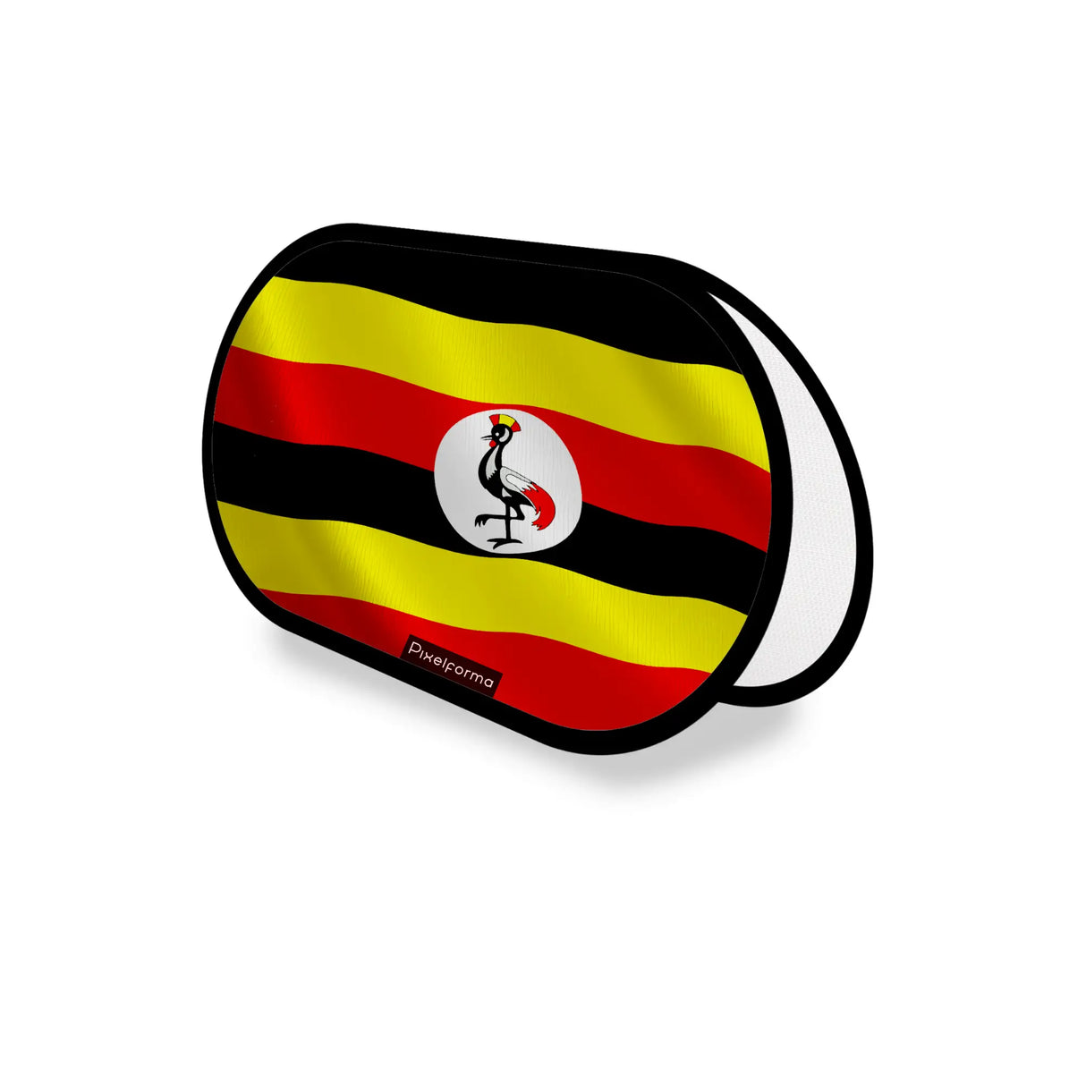 Support publicitaire ovale drapeau ouganda léger facile à poser