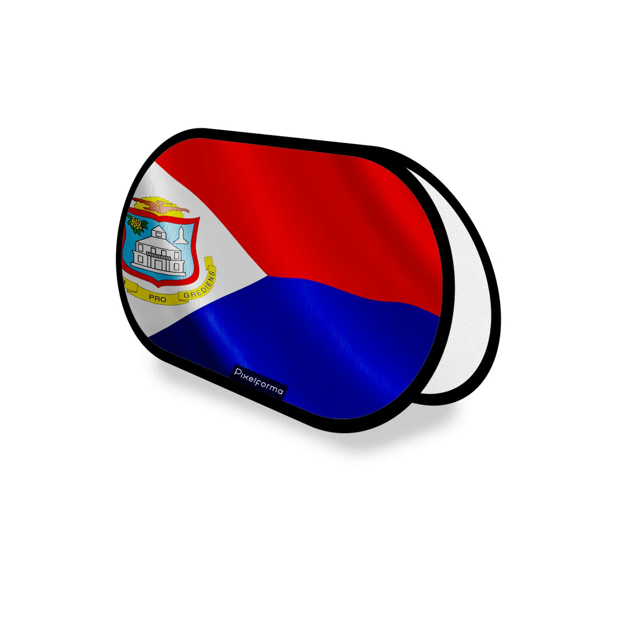 Support publicitaire ovale drapeau saint-martin léger facile