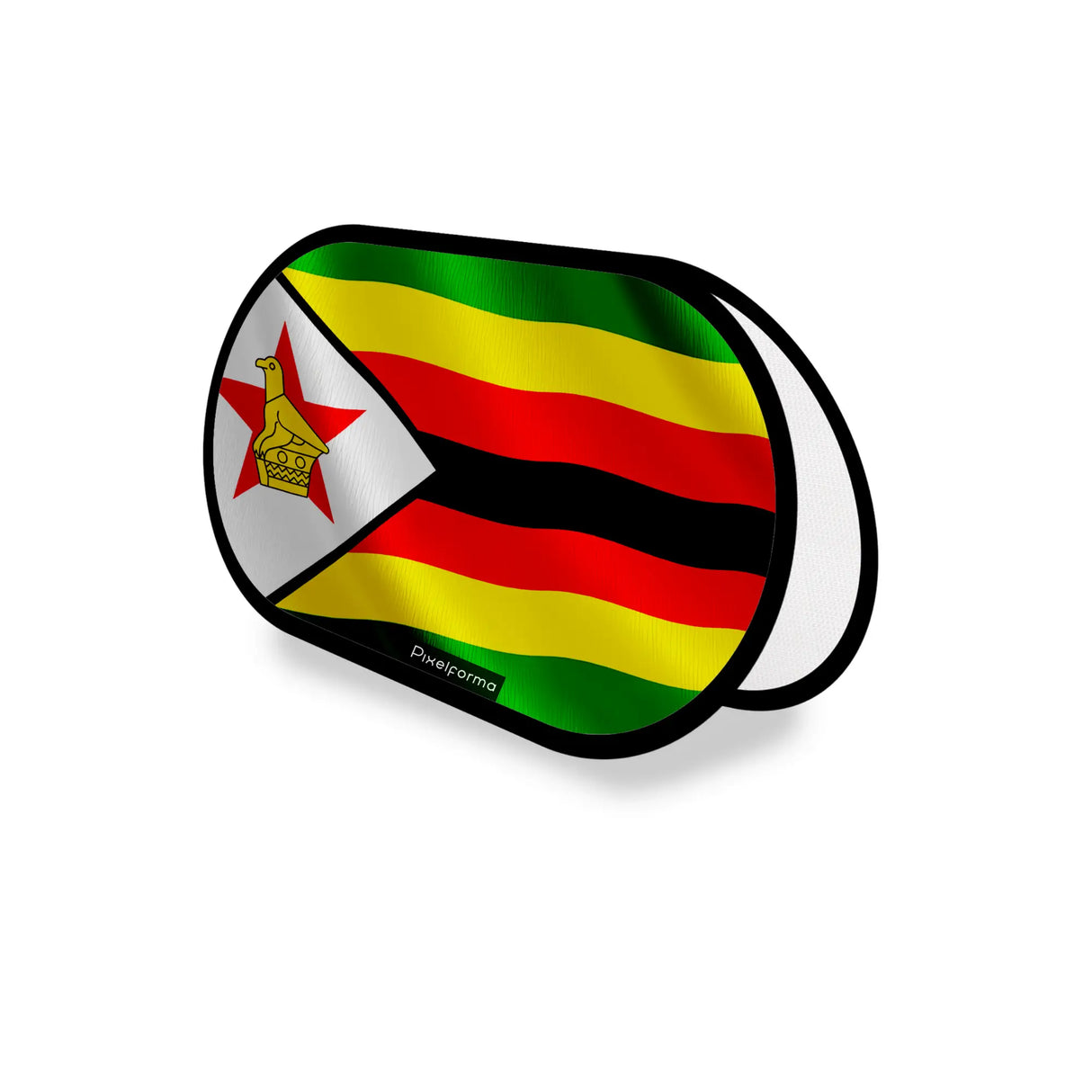 Support publicitaire ovale drapeau zimbabwe léger facile installer