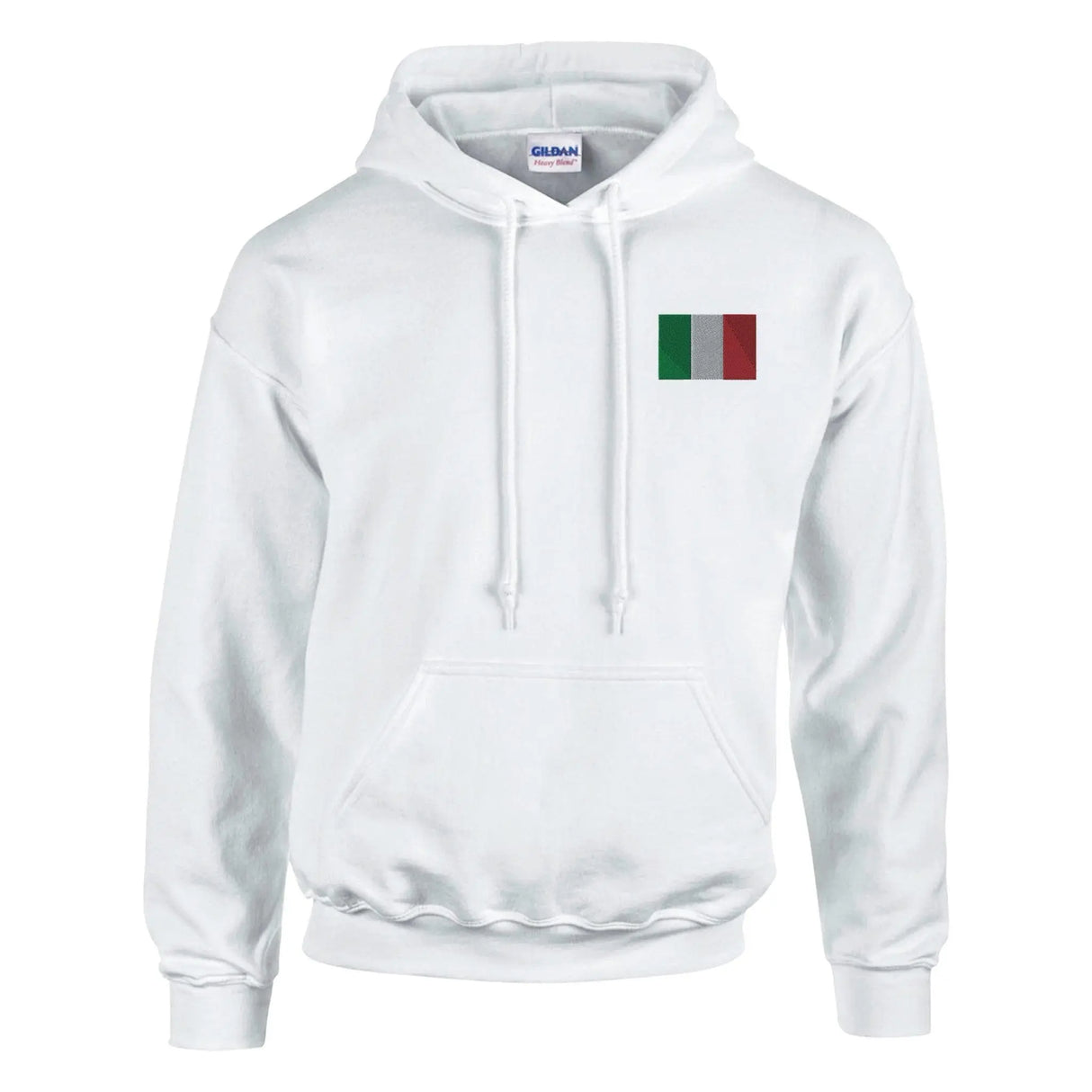 Sweat à capuche drapeau italie brodé coton mélangé