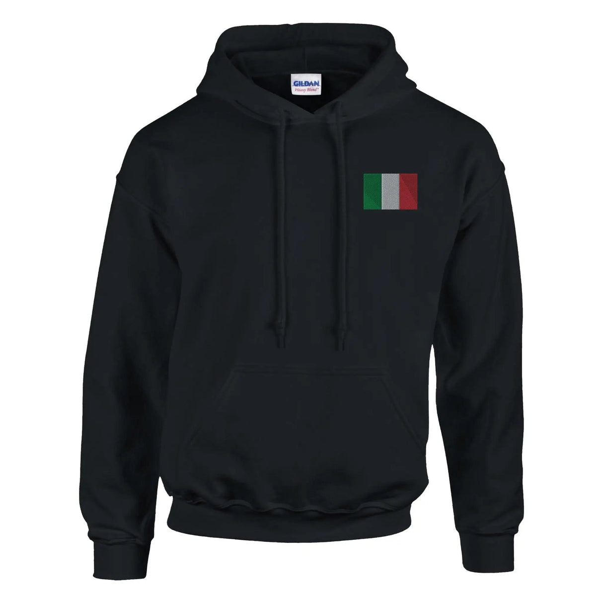 Sweat à capuche drapeau italie brodé coton mélangé