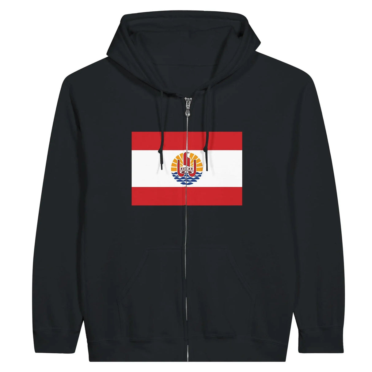 Sweat à capuche drapeau polynésie française coton brodé