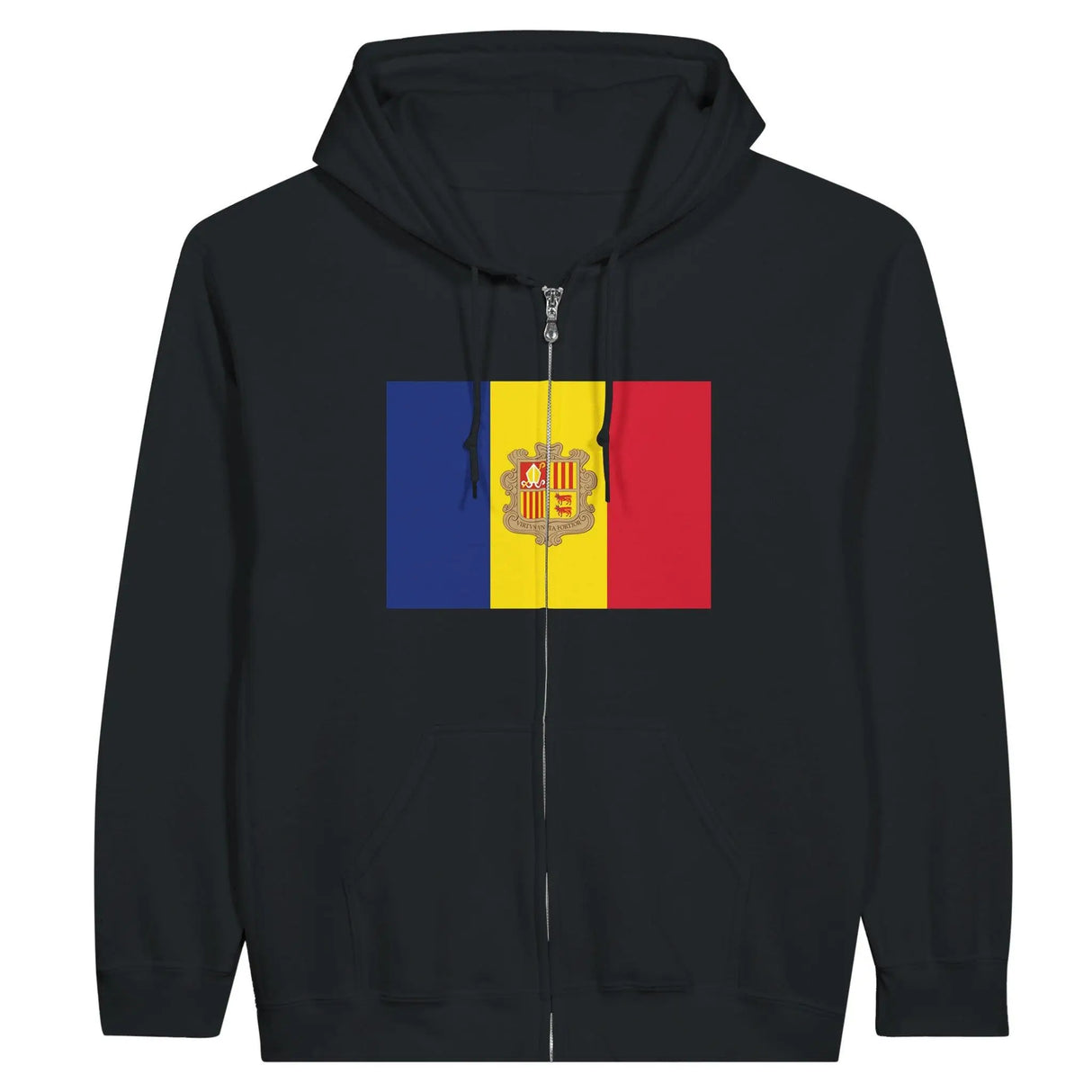 Sweat à capuche zippé andorre coton broderie drapeau