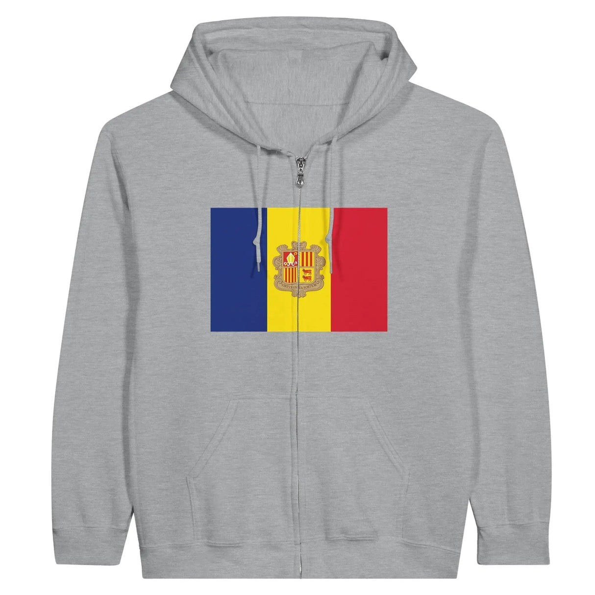 Sweat à capuche zippé andorre coton broderie drapeau