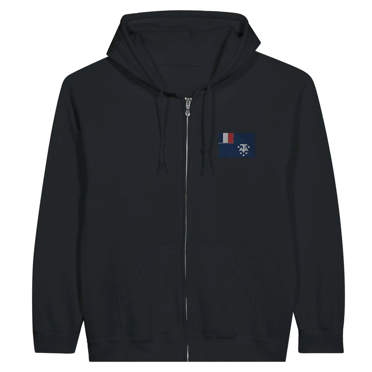 Sweat à capuche zippé antarctique française broderie coton