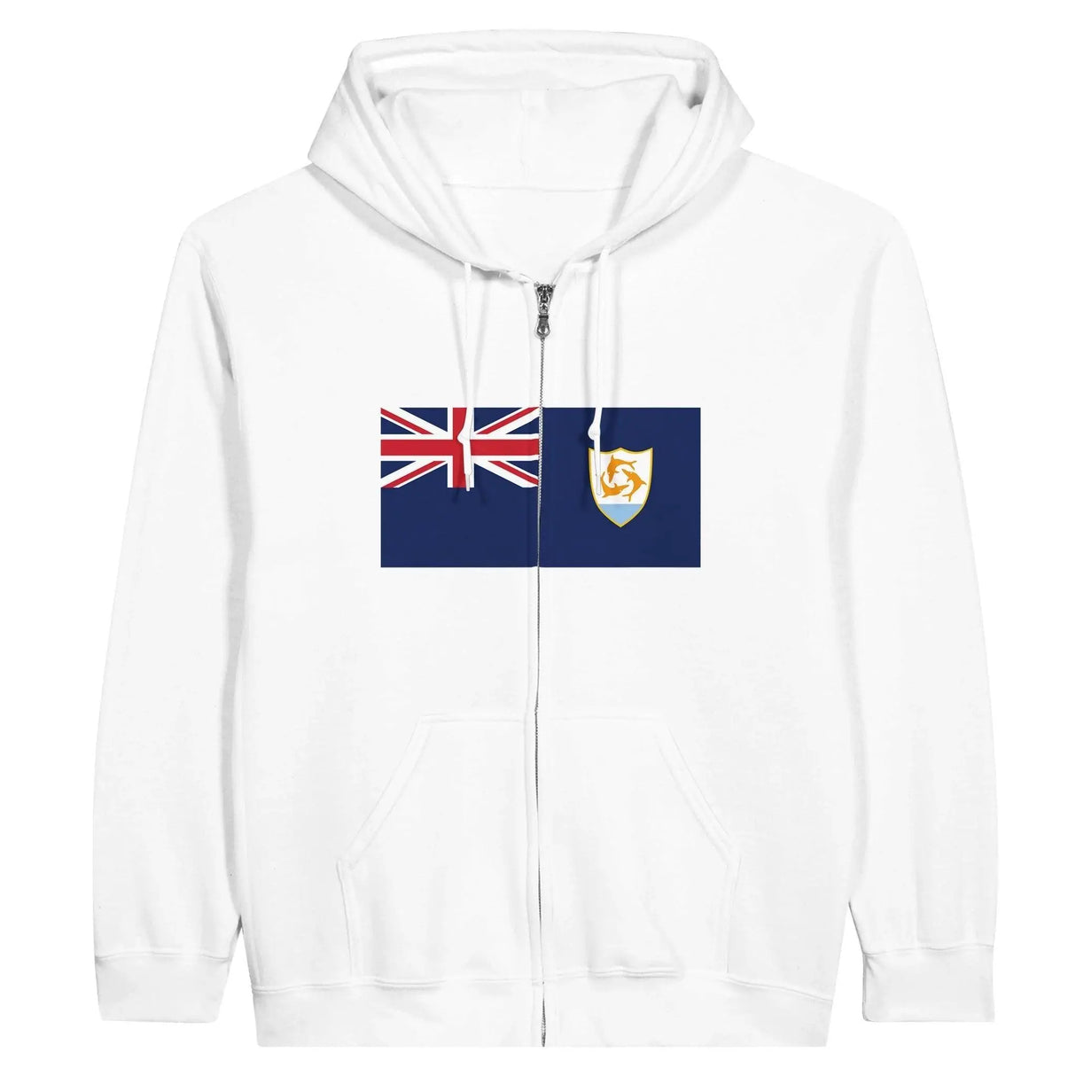 Sweat à capuche zippé drapeau anguilla coton mélangé