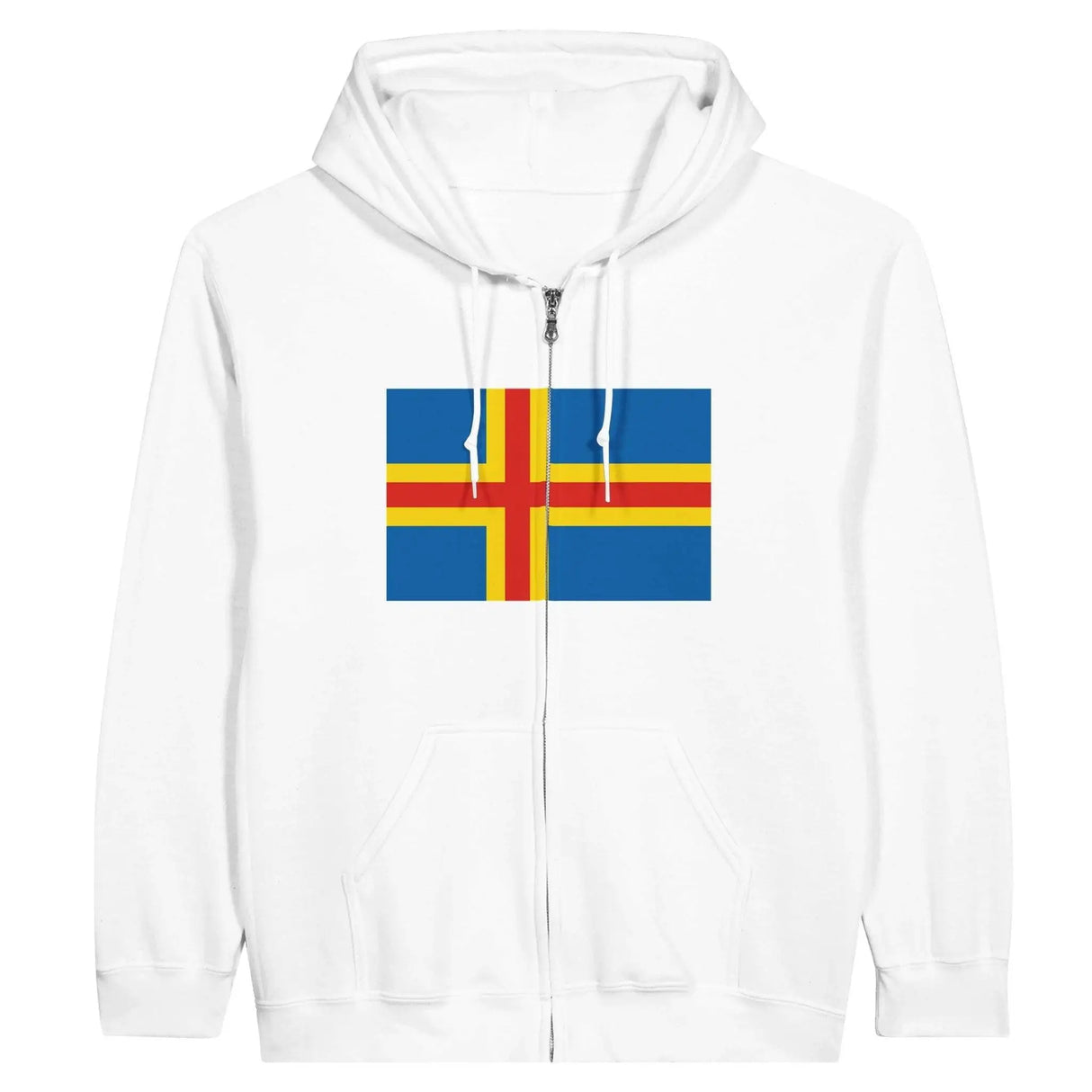 Sweat à capuche zippé drapeau d’åland coton brodé