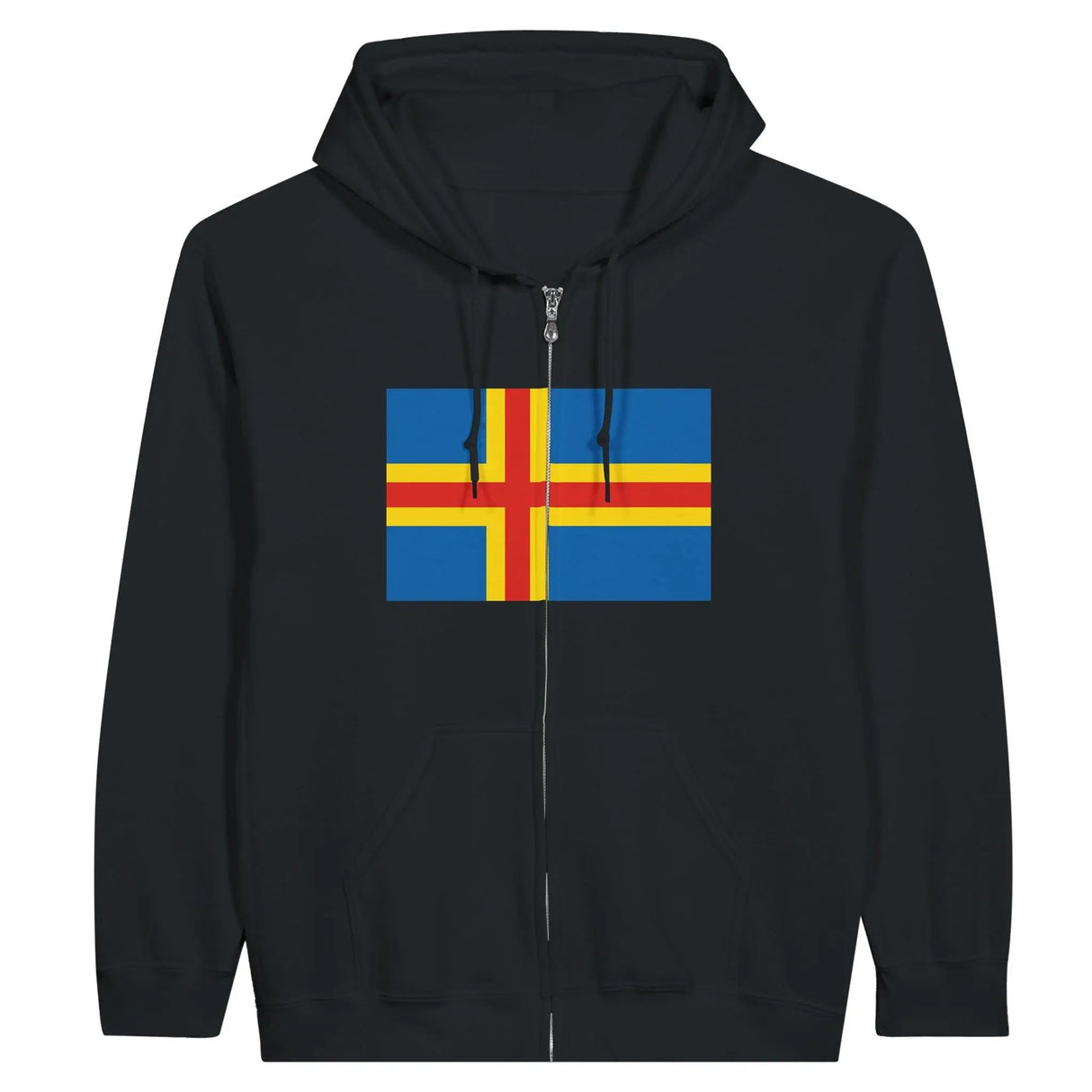 Sweat à capuche zippé drapeau d’åland coton brodé