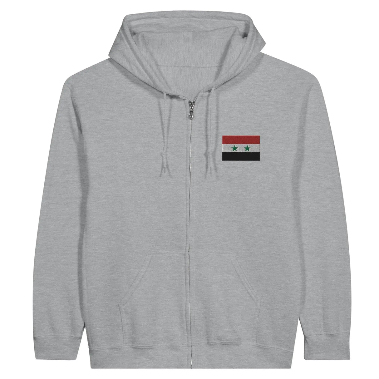 Sweat à capuche zippé syrie coton mélangé broderie couleur