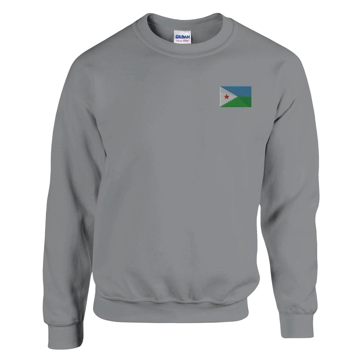 Sweat-shirt drapeau djibouti broderie couleur coton mélangé