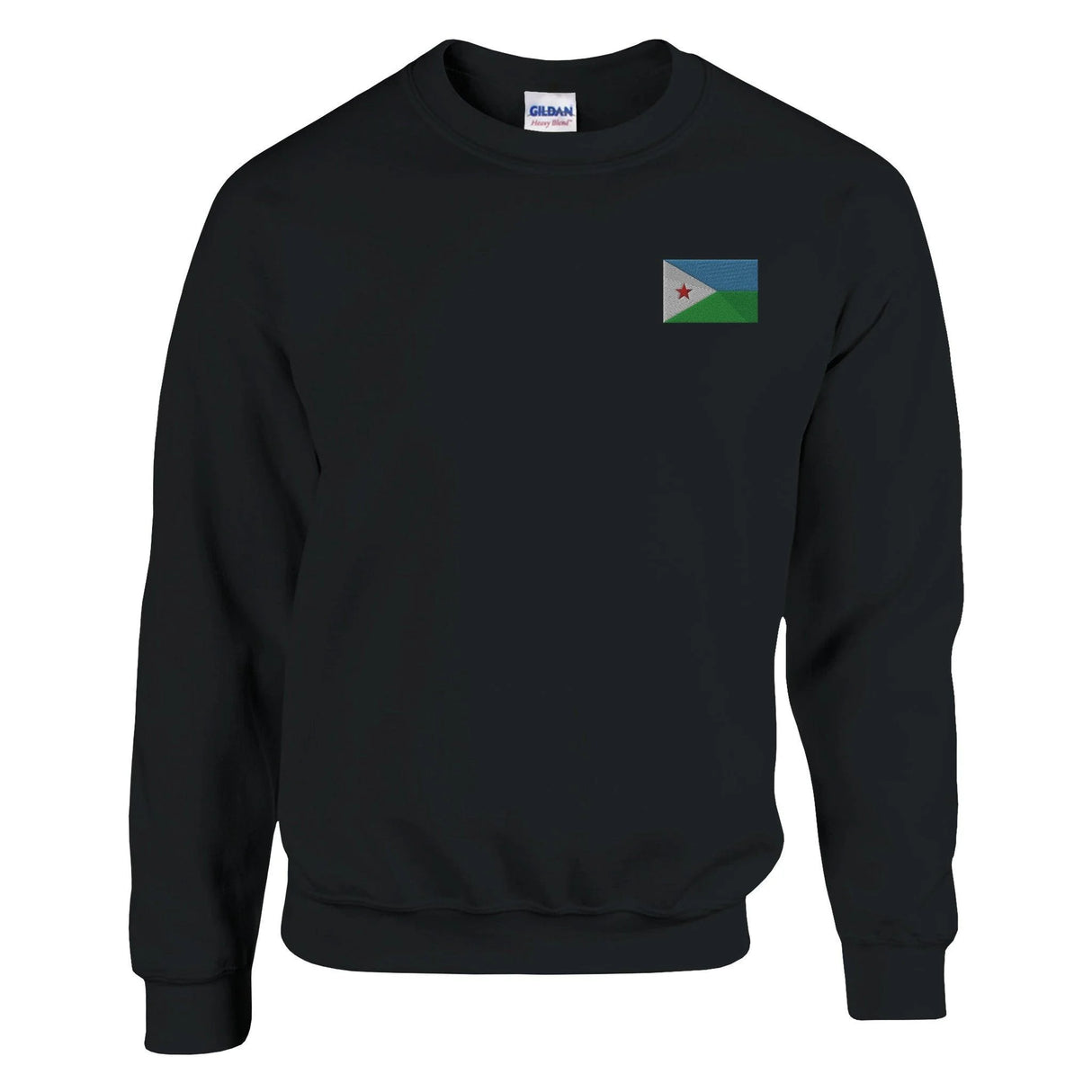 Sweat-shirt drapeau djibouti broderie couleur coton mélangé