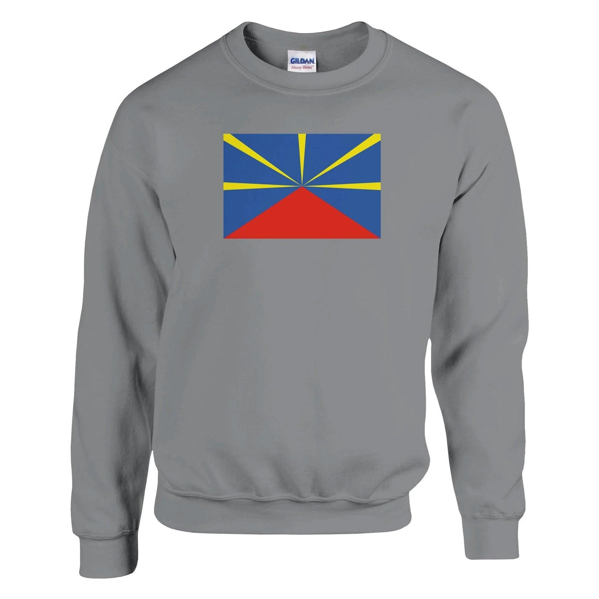 Sweat-shirt drapeau réunion coton mélangé brodé doux