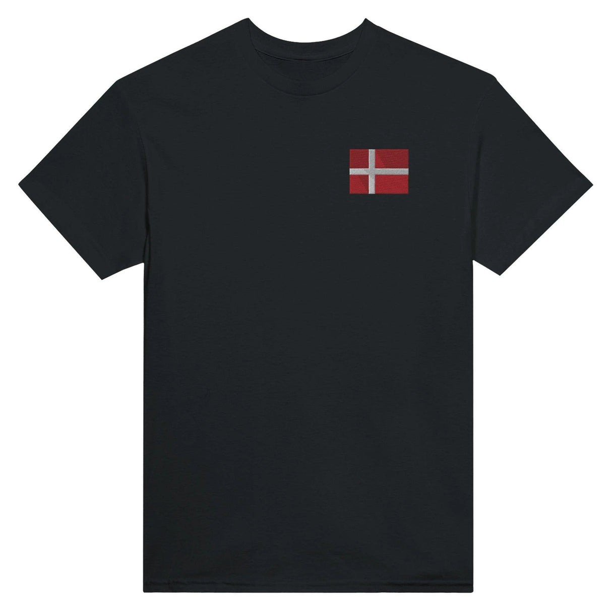 T-shirt drapeau danemark broderie couleur coton mélangé