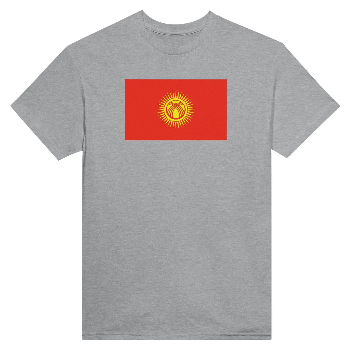 T-shirt drapeau kirghizistan brodé coton épais mélangé