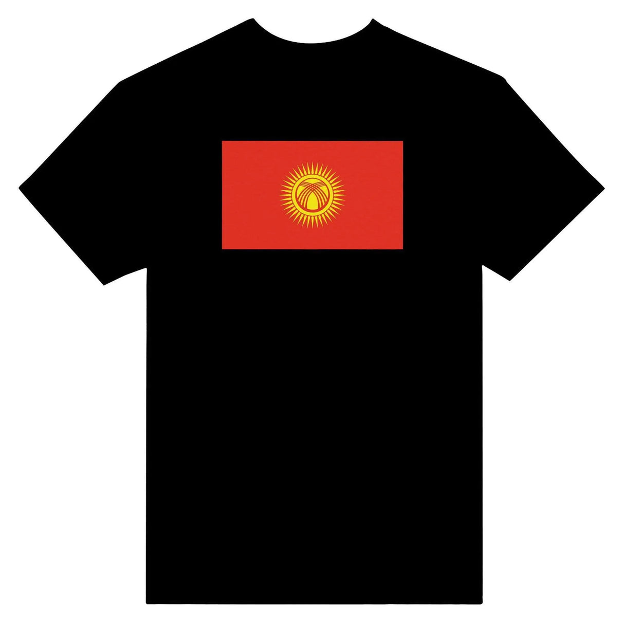 T-shirt drapeau kirghizistan brodé coton épais mélangé