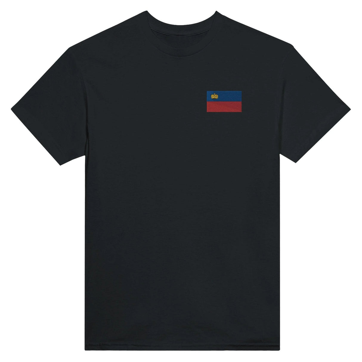 T-shirt drapeau liechtenstein broderie coton mélangé