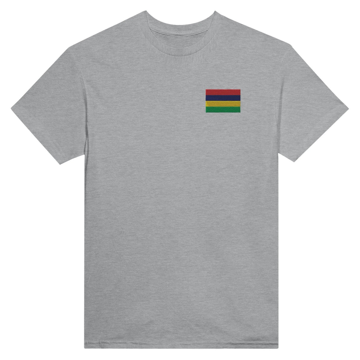T-shirt drapeau maurice coton mélangé broderie couleur