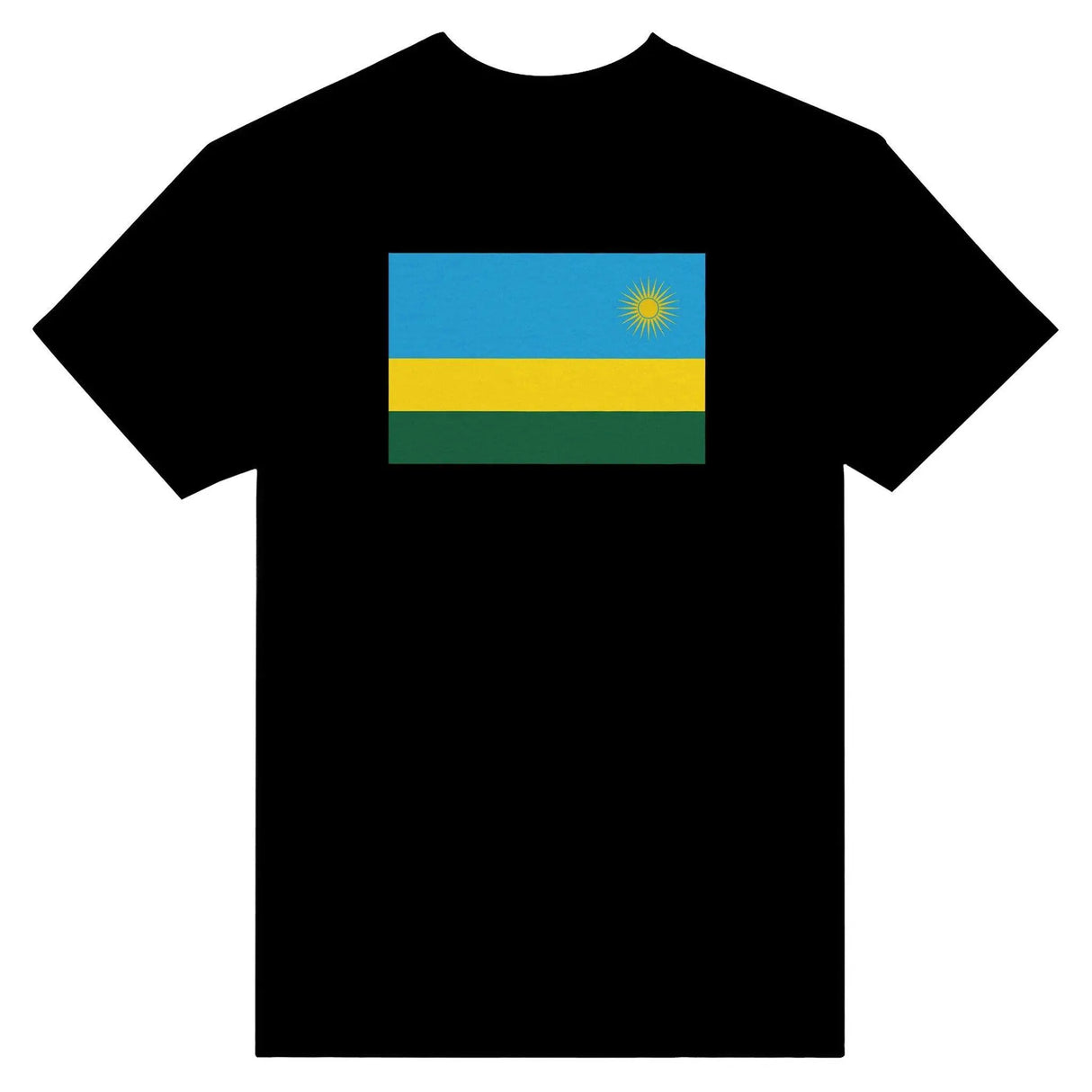 T-shirt drapeau rwanda coton mélangé brodé manches longues