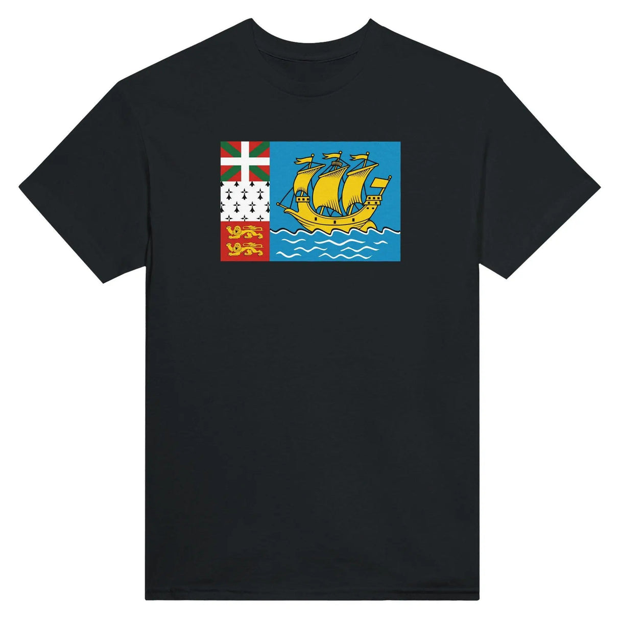T-shirt drapeau saint-pierre-et-miquelon coton épais brodé