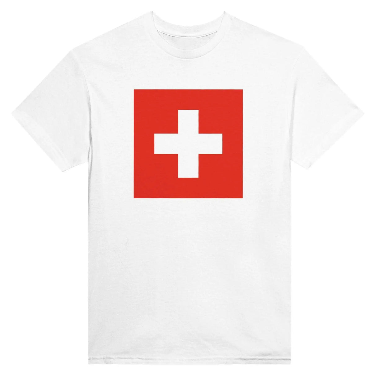 T-shirt drapeau suisse brodé coton mélangé manches longues