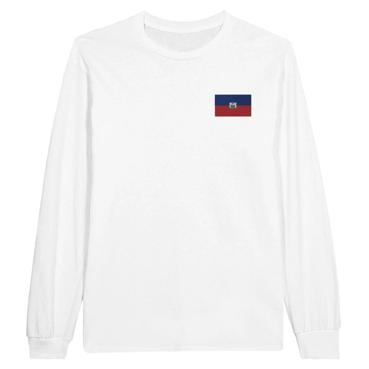 T-shirt manches longues drapeau haïti brodé coton mélangé
