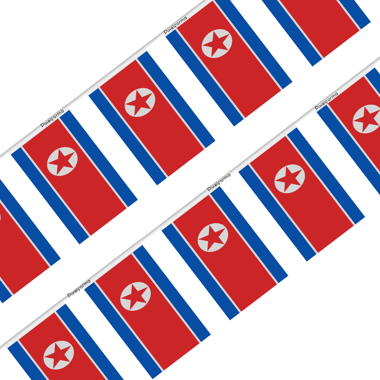 Guirlande Drapeau Corée du Nord en Polyester