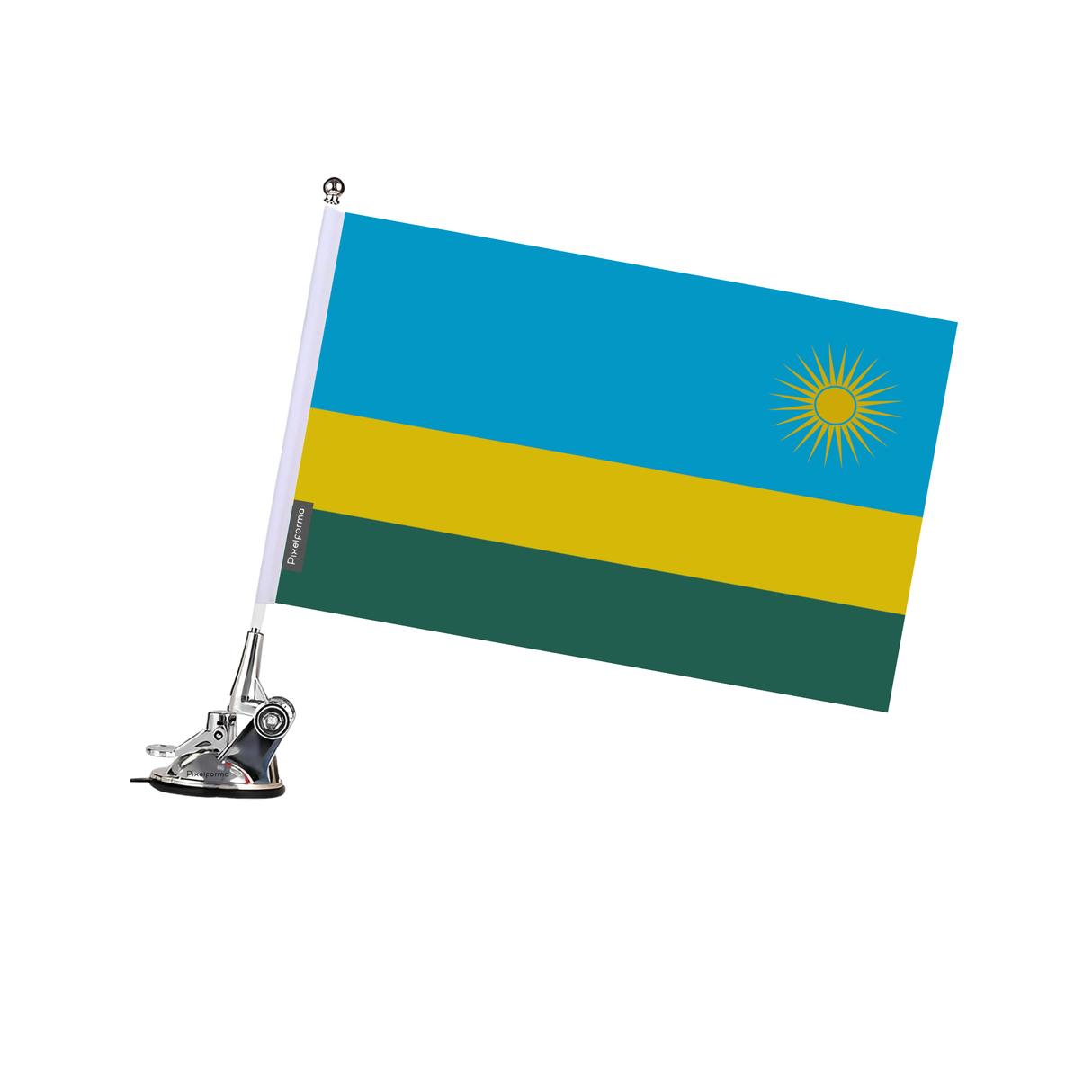 Rwanda Flag Suction Cup Pole