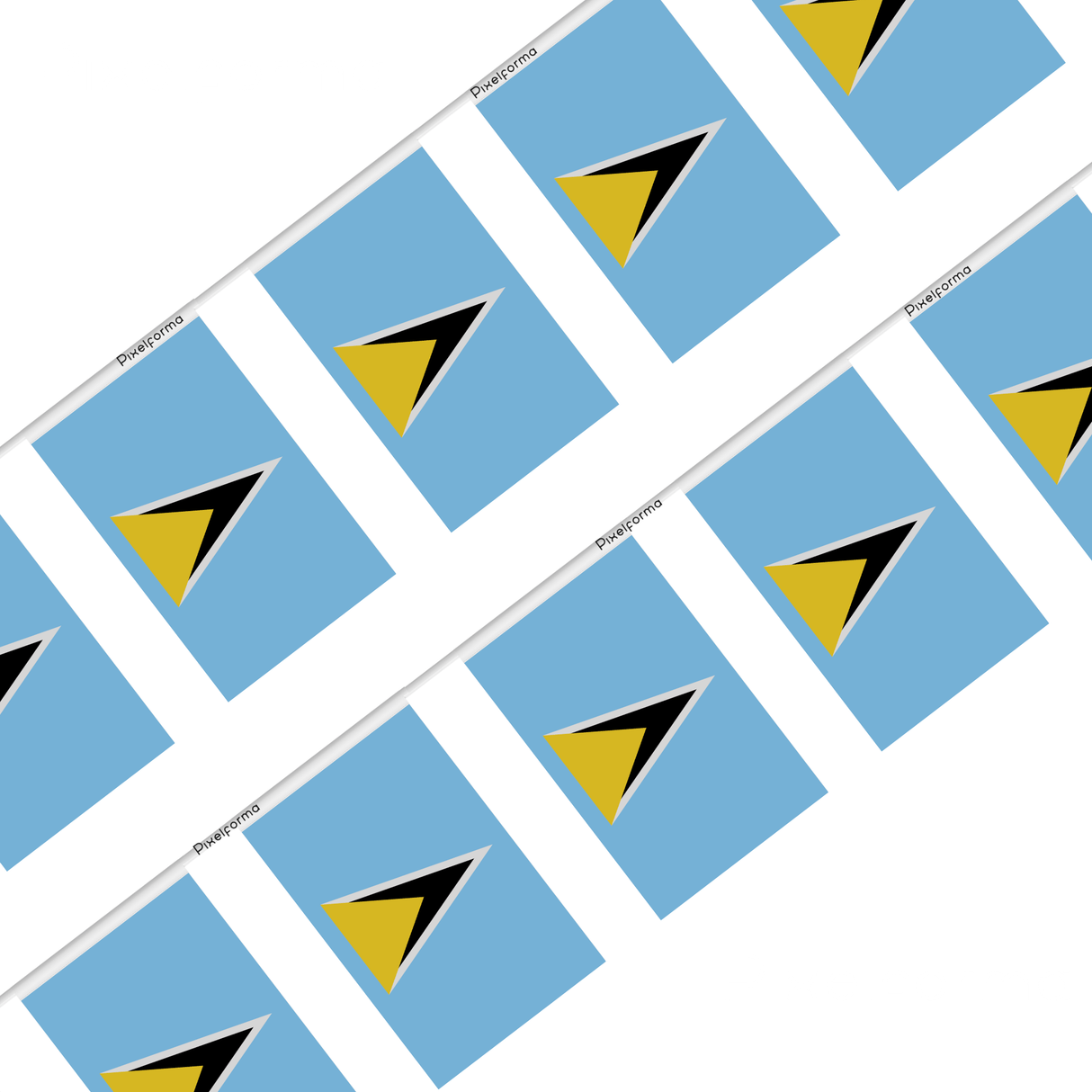 Saint Lucia Flag Garland in several sizes