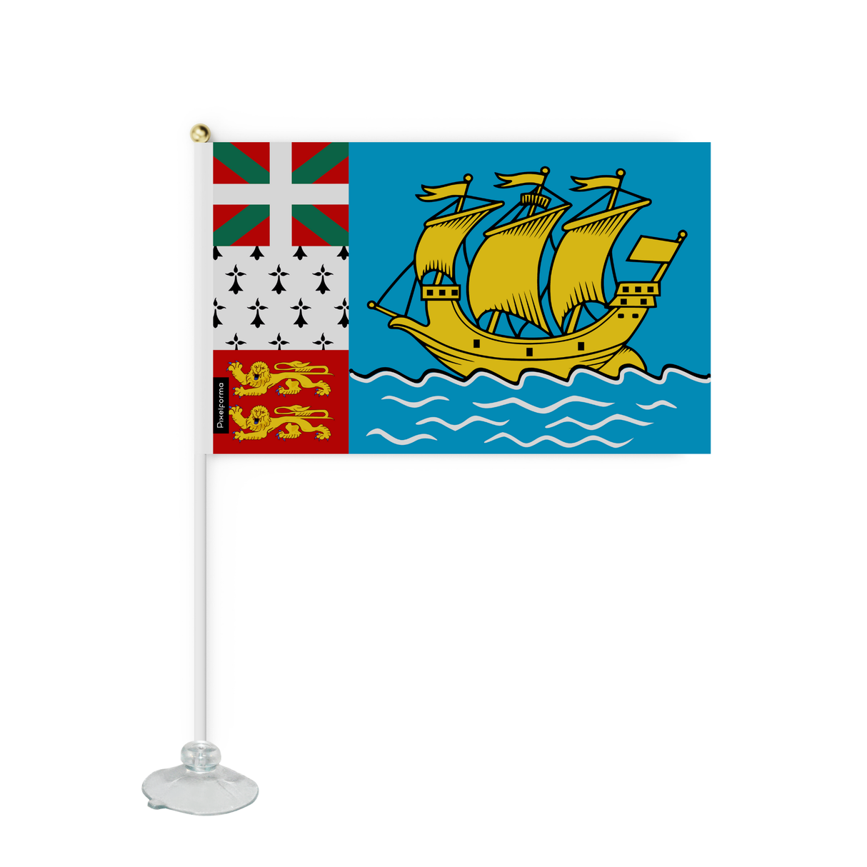 Mini Drapeau Ventouse Saint-Pierre-et-Miquelon en Polyester