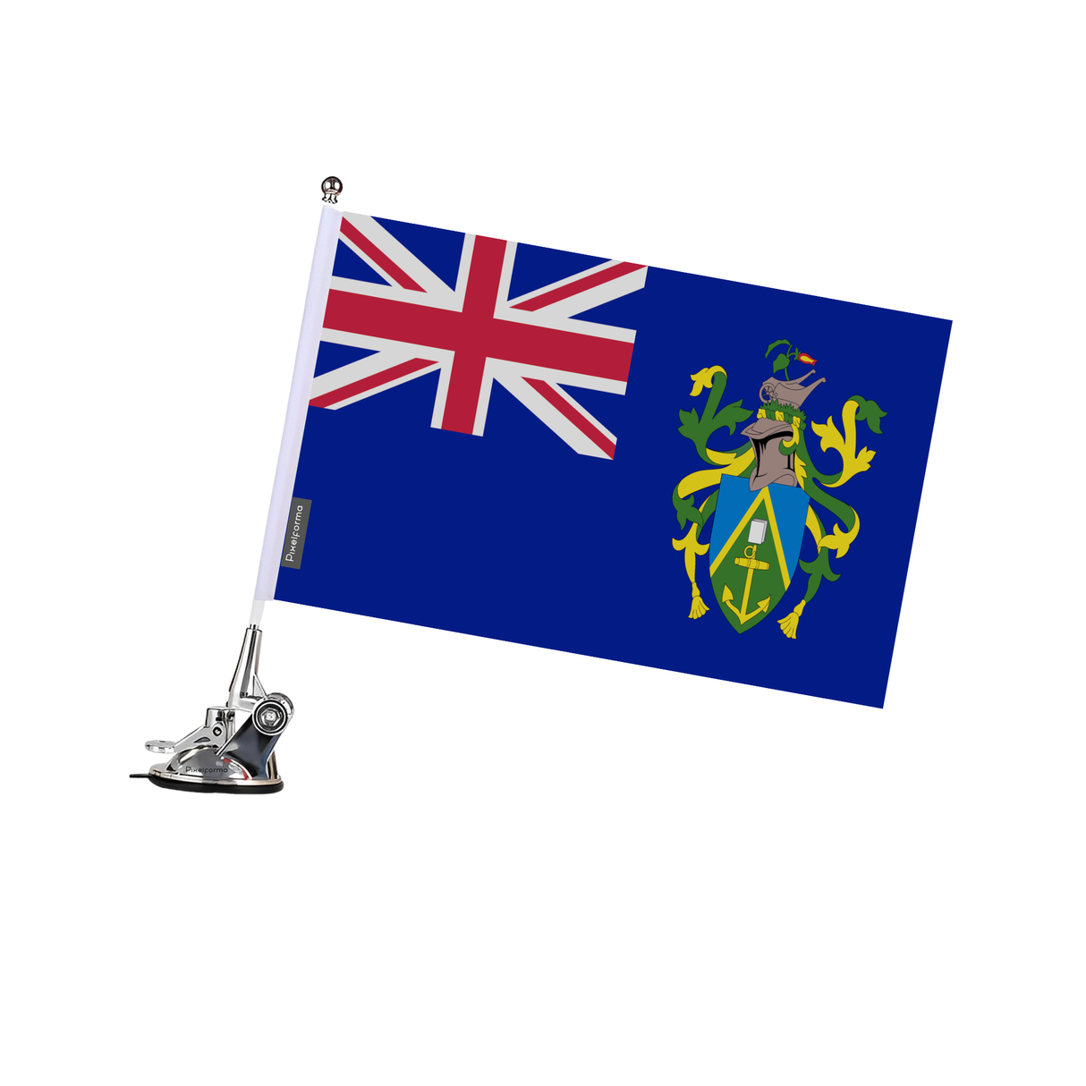 Poste de ventosa con bandera de las Islas Pitcairn