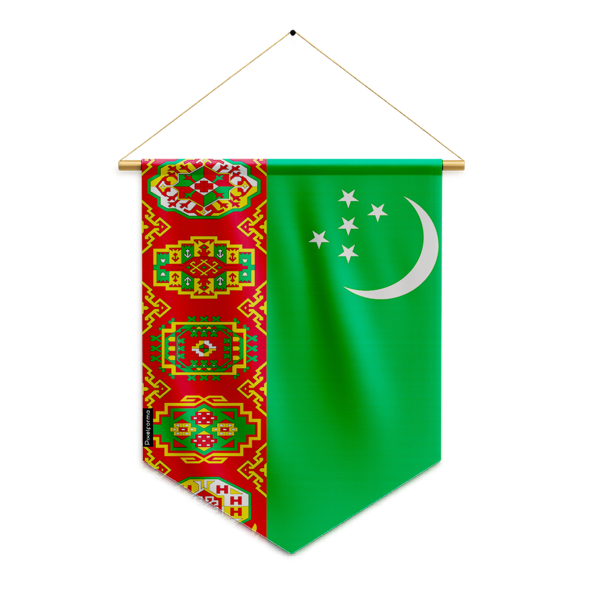 Banderín bandera de Turkmenistán para colgar en poliéster