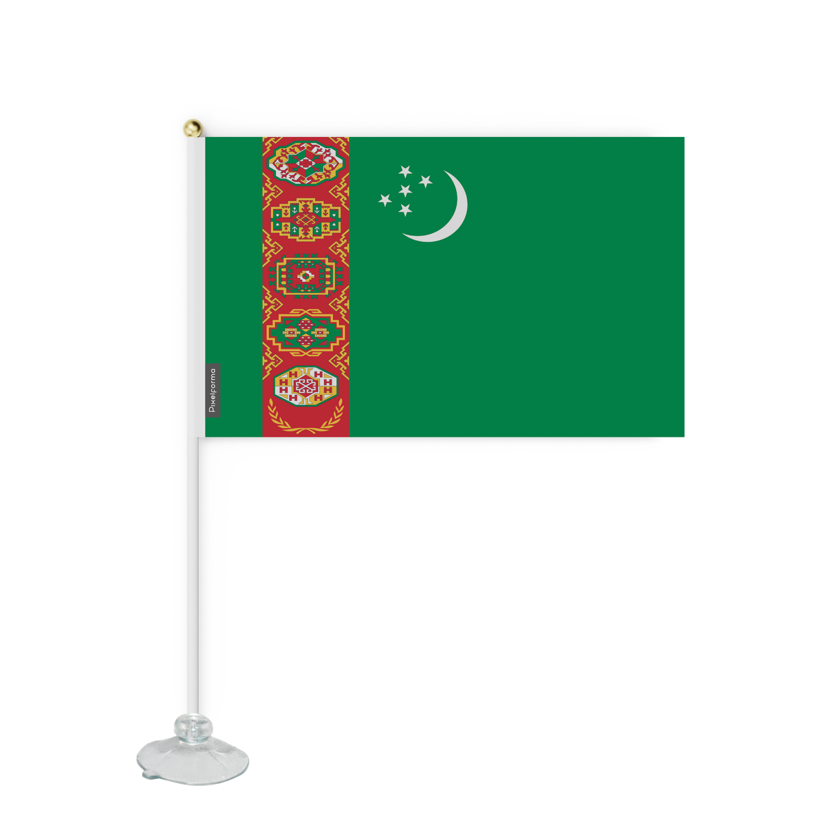 Mini flag suction cup Flag of Turkmenistan