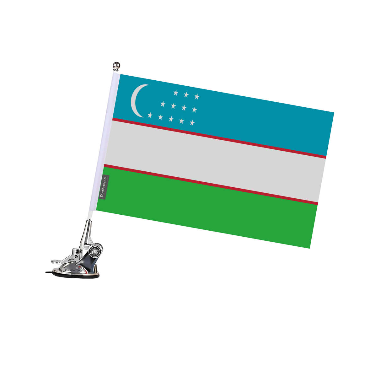 Poste de ventosa con bandera de Uzbekistán