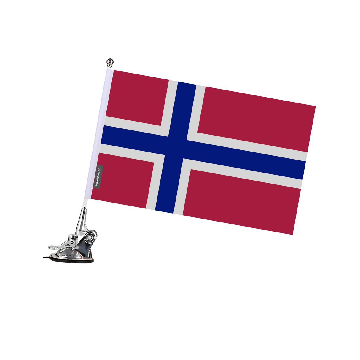 Poste de ventosa con bandera oficial de Noruega