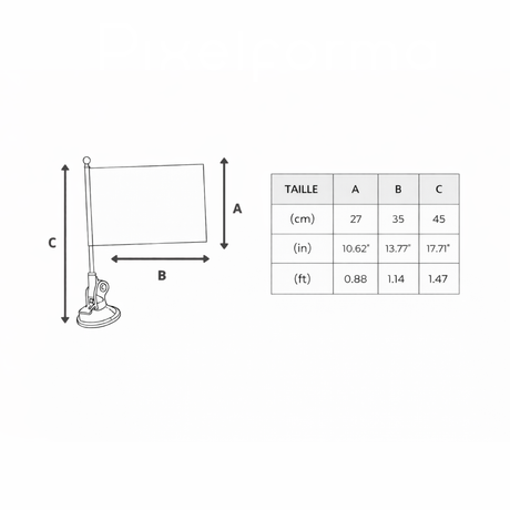 Mât à ventouse estonie polyester inox pour vitre ou voiture