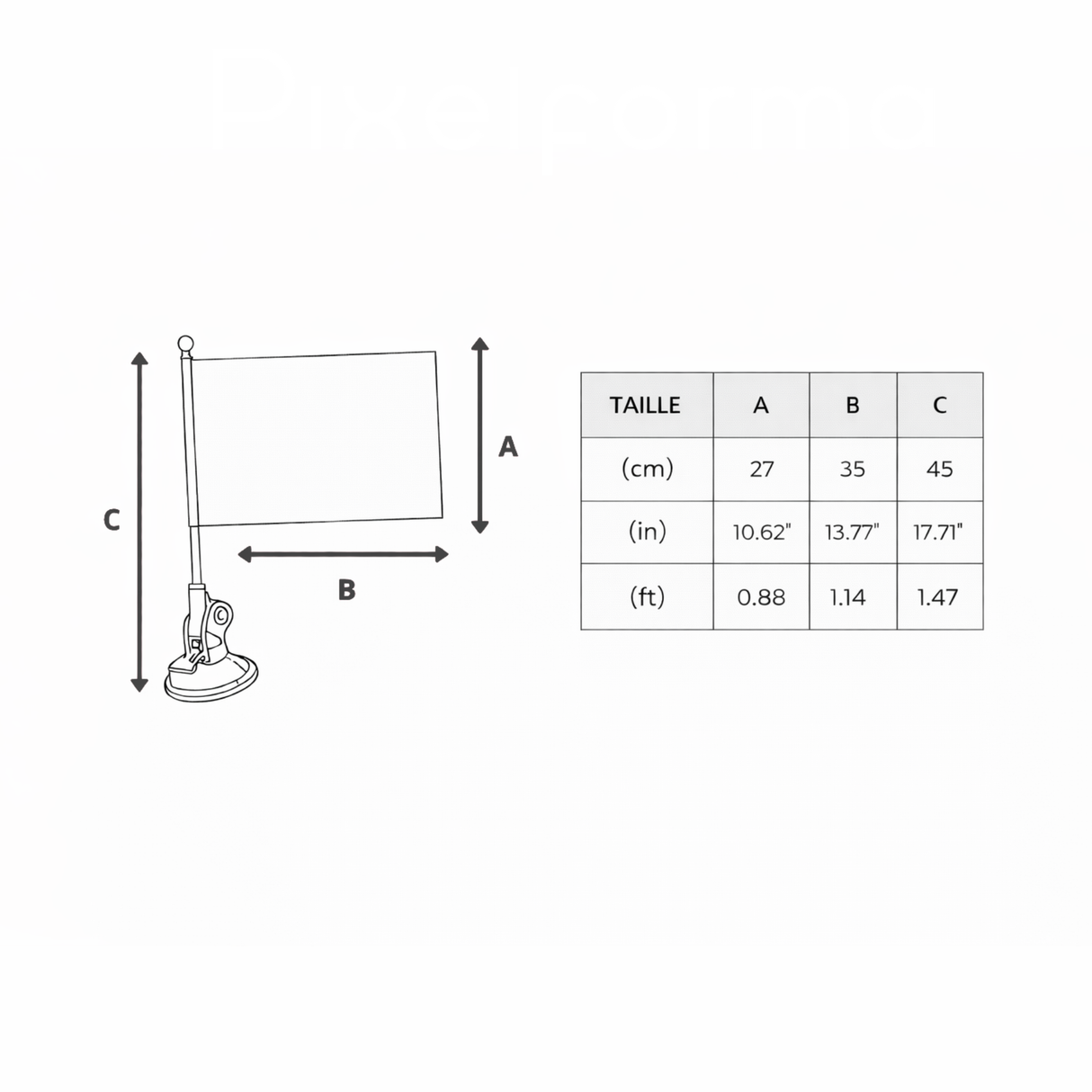 Mât à ventouse madagascar polyester inox pour surfaces lisses