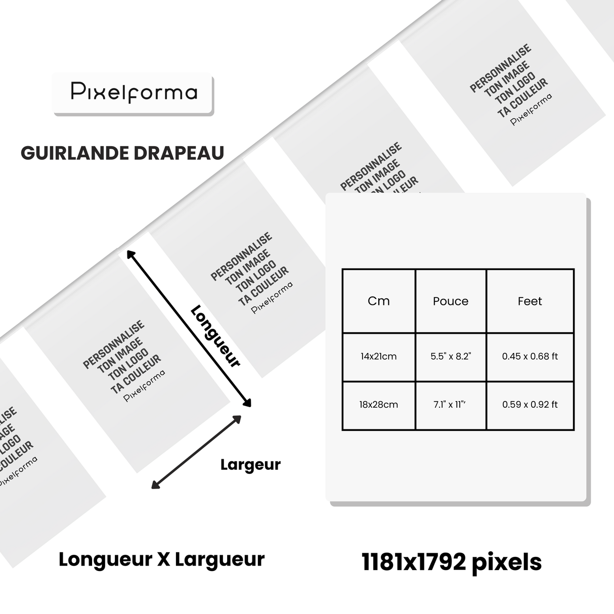 Guirlande Drapeau de l'Indonésie en plusieurs tailles - Pixelforma