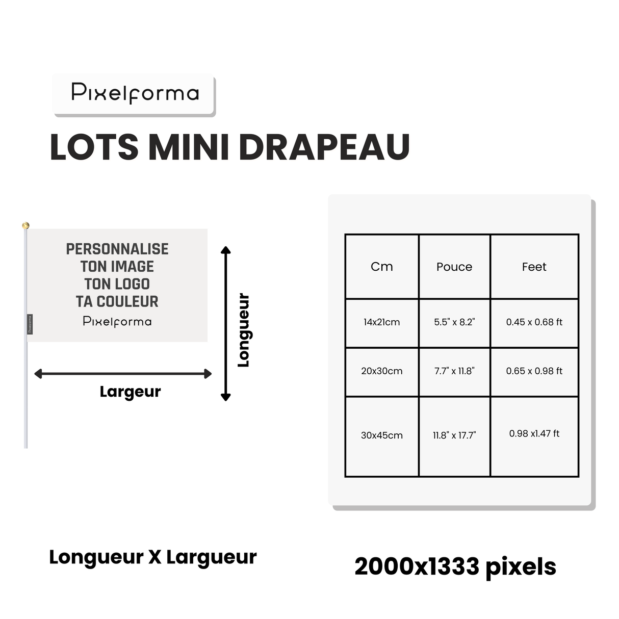 Lots Mini Drapeau de La Réunion en plusieurs tailles - Pixelforma