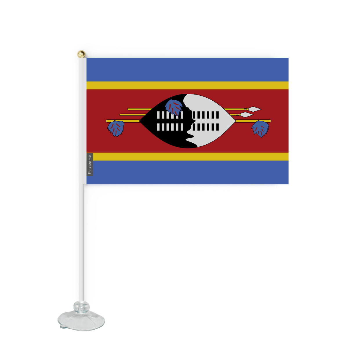 Mini Drapeau Ventouse l'Eswatini en Polyester