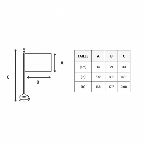 Drapeau table états américains polyester socle plastique noir
