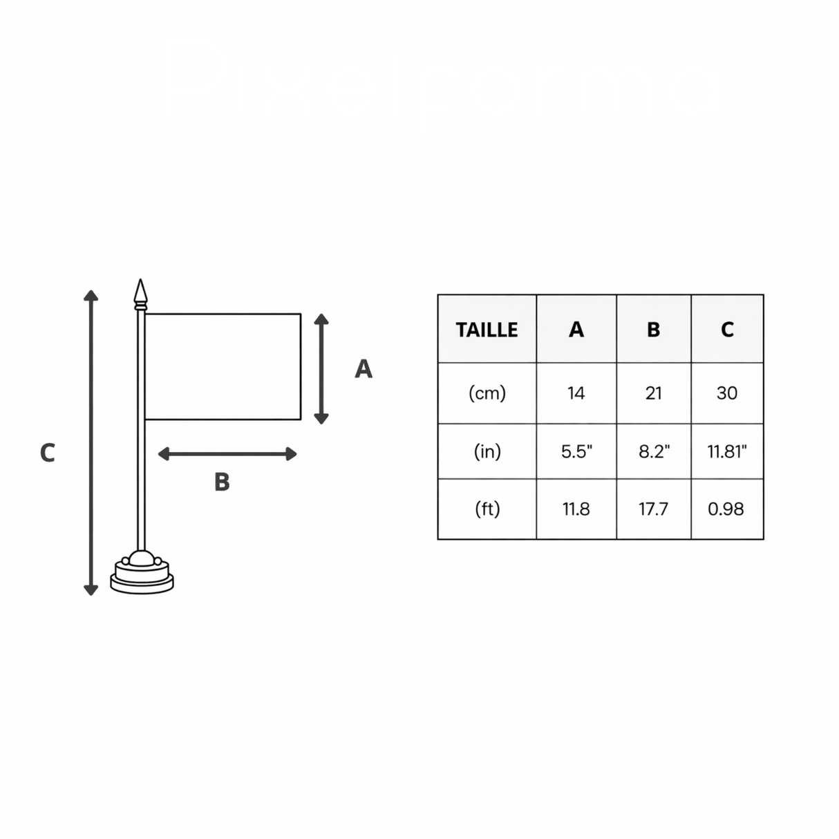 Drapeau de table samoa en polyester socle plastique noir